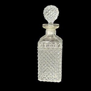 Vintage cut glass heavy large 11x3x3 beverage liquor decanter with stopper